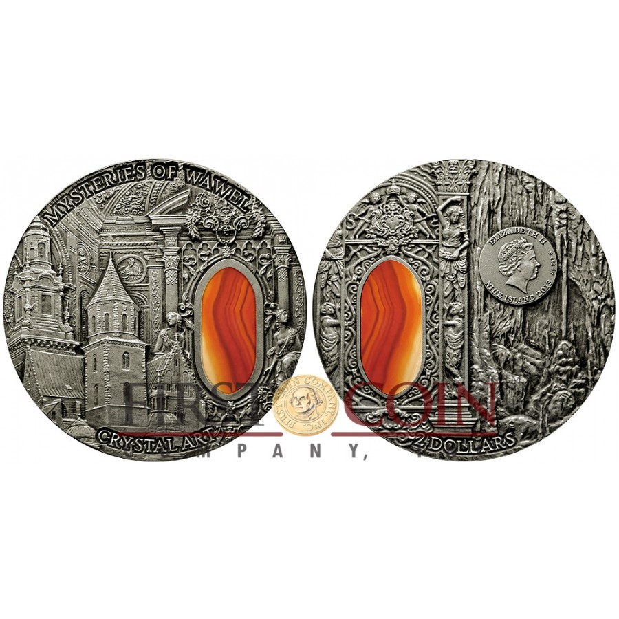 Niue Island MYSTERIES OF WAWEL series CRYSTAL ART $2 Silver coin